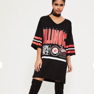 Missguided Black Illinois Sports Jersey Dress